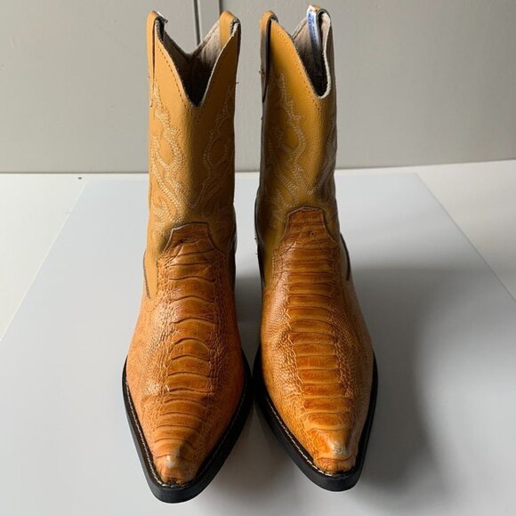Guerrero Botitas Cowboy Boots Exotic Yellow Sz 5 Western Embroidered Mexico - Picture 8 of 16